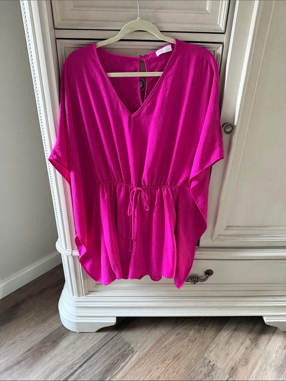 Pink Lily Fuchsia Drawstring V-Neck Romper